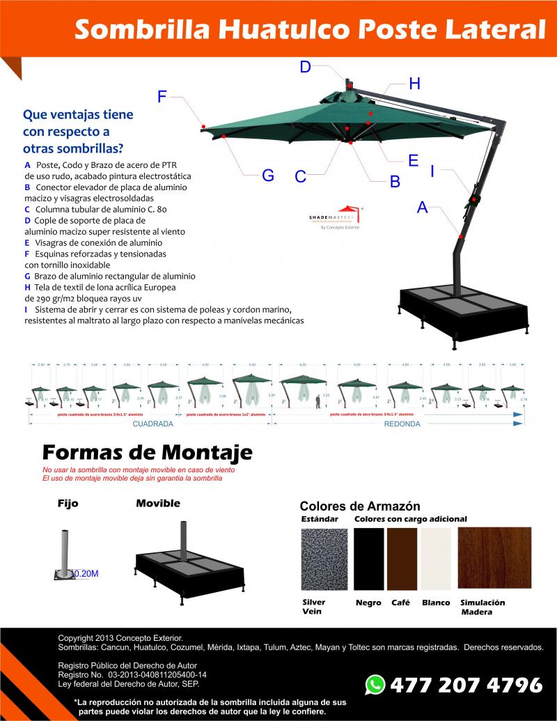 Ficha Tecnica Sombrilla Huatulco Poste Lateral