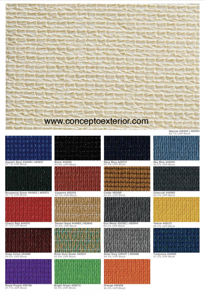 carta colores malla sombra commercial 95 concepto exterior