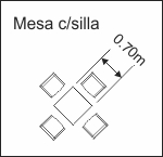 Mesa de 0.70x0.70m cuadrada