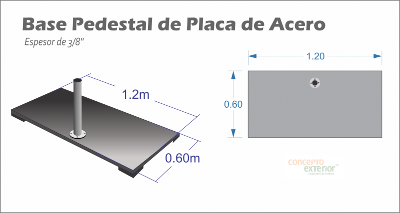 base pedestal de placa de acero