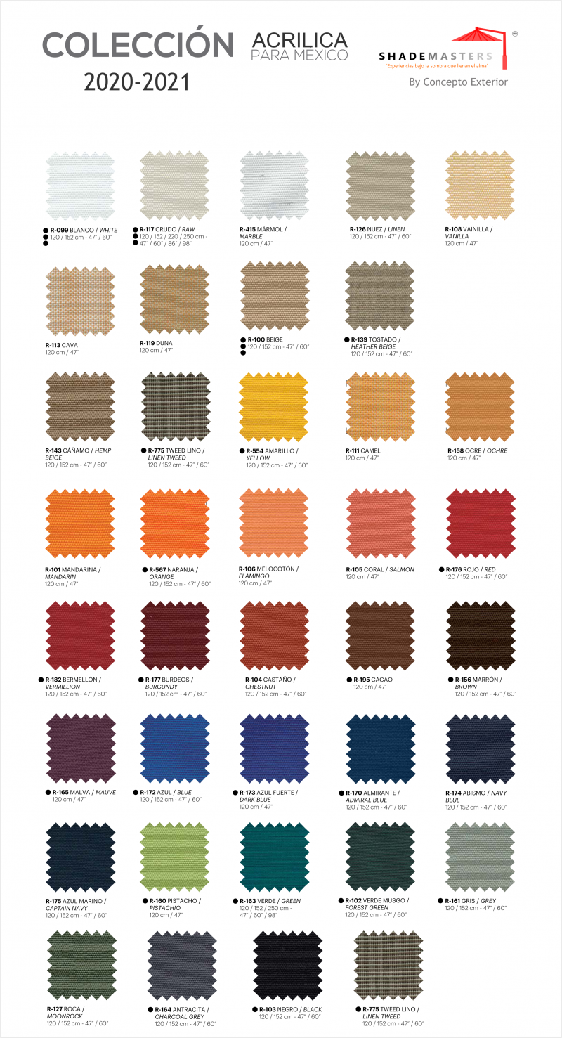 Coleccion Lona Acrilica Europea Shademasters