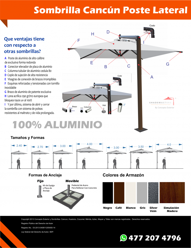 Ficha Tecnica Sombrilla Cancun Poste Lateral