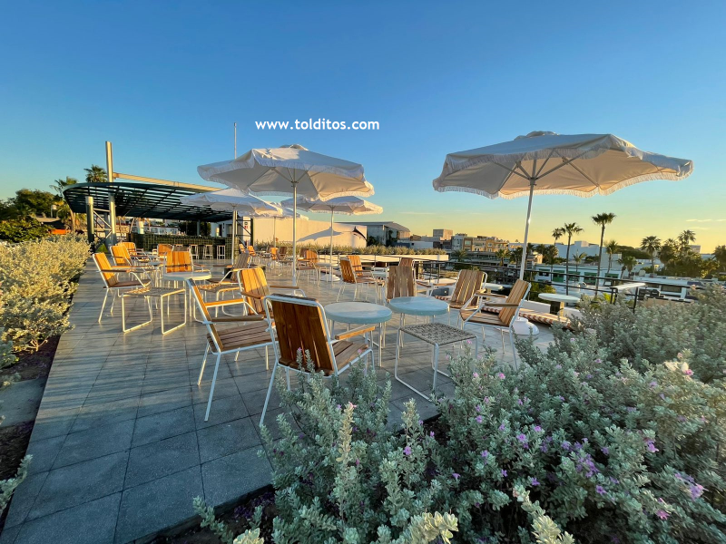 sombrilla mayan con fleco de pelos