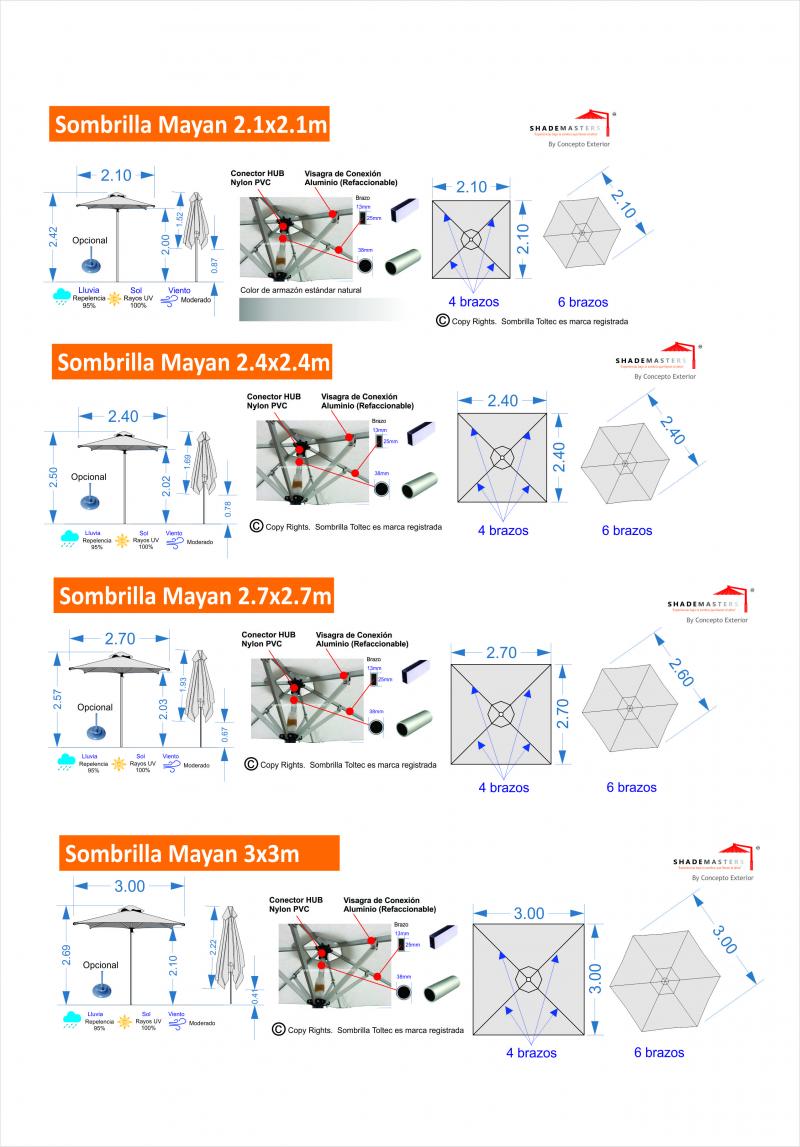 Medidas Sombrilla Mayan