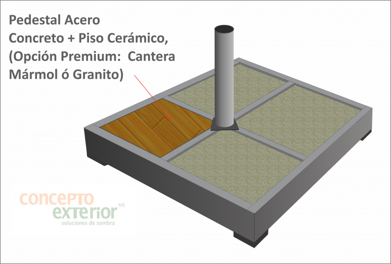 Pedestal acero con piso ceramico