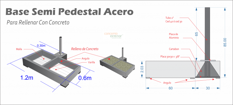 Pedestal para sombrilla de poste lateral Semi Concepto Exterior